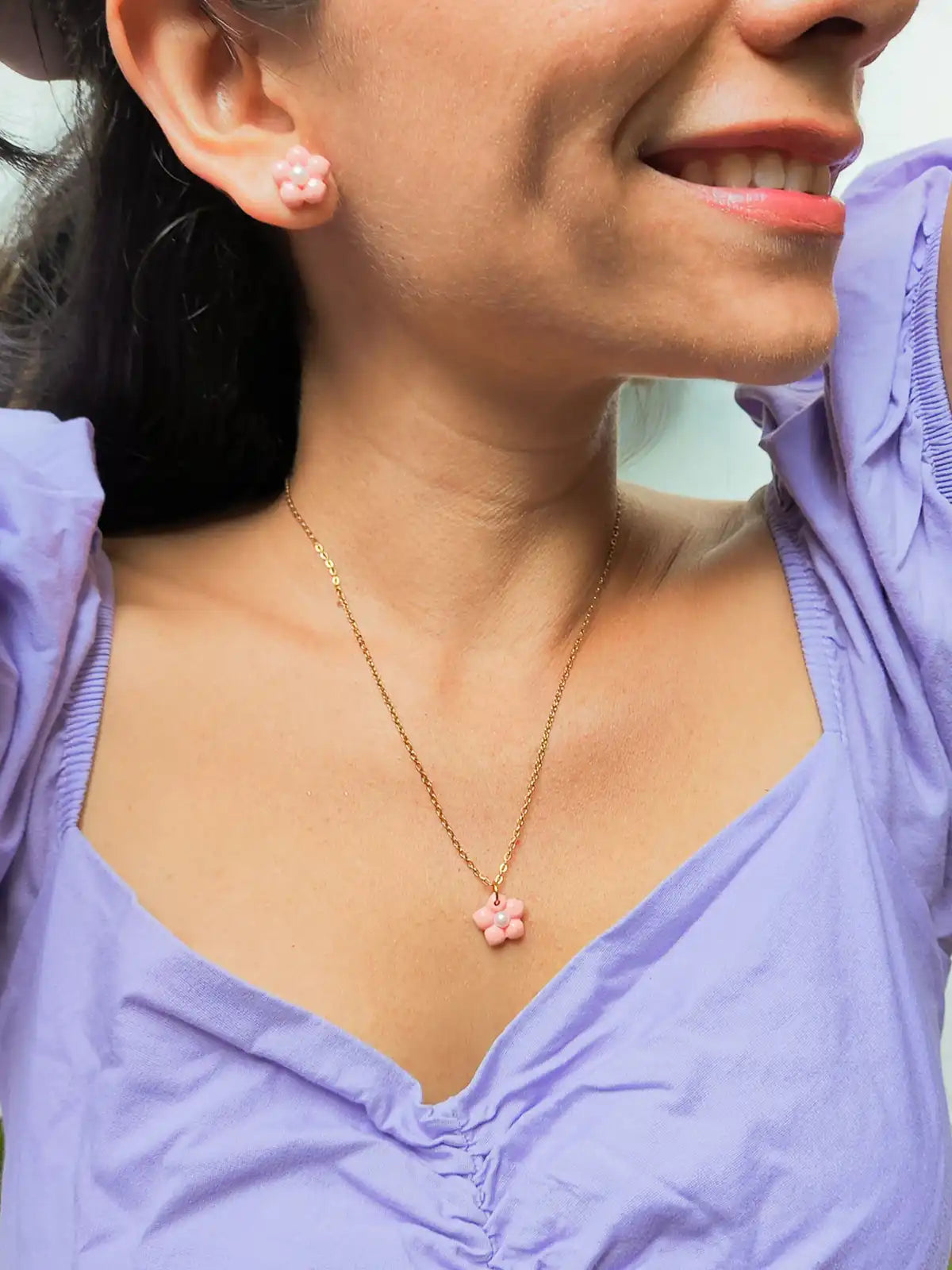 Set Collar y Aretes Florecer