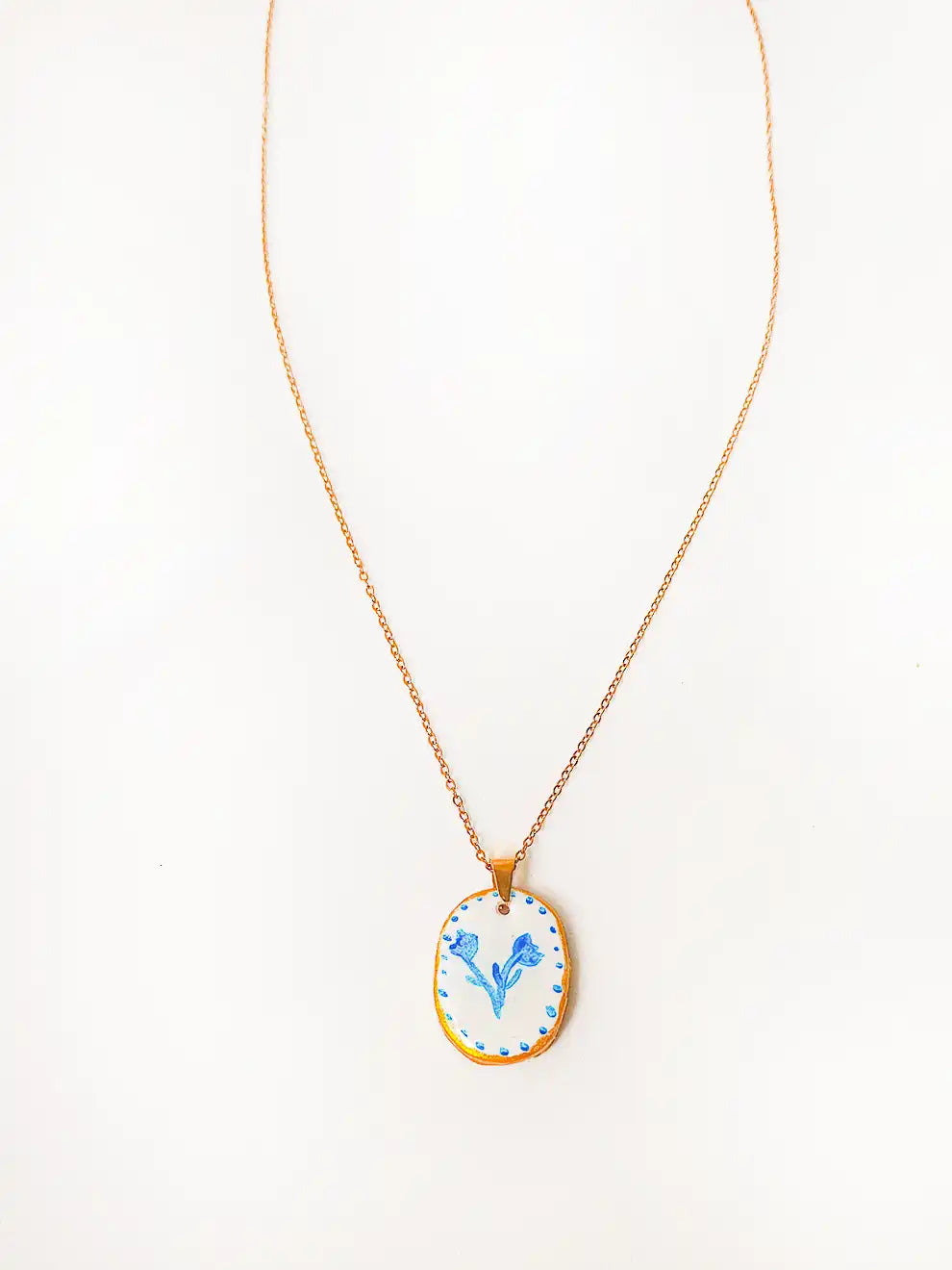 Azulejo Vivo – Collar flor azul artesanal