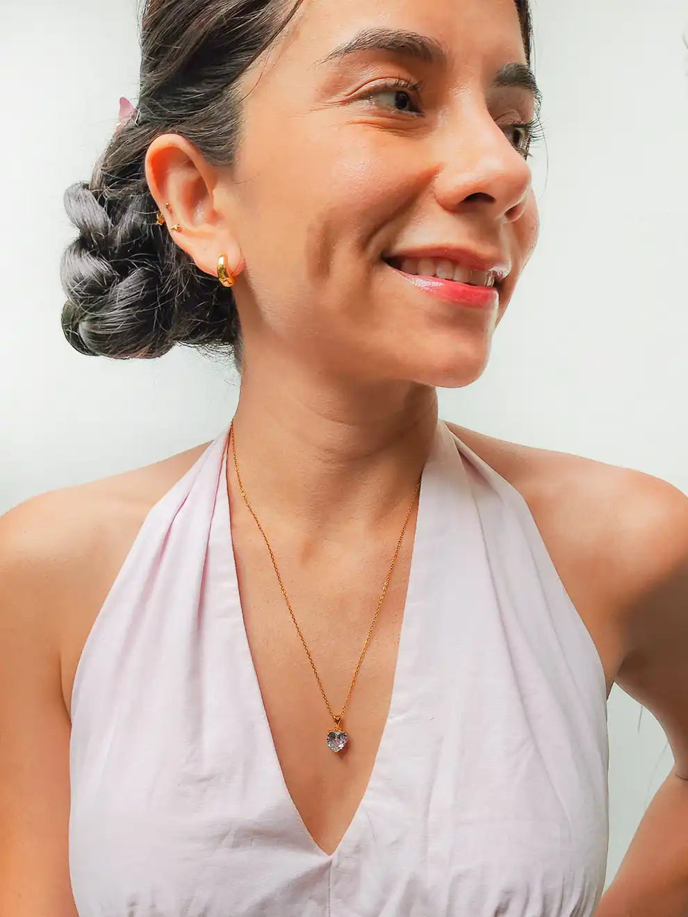 Latido Brillante – Collar corazón zirconia