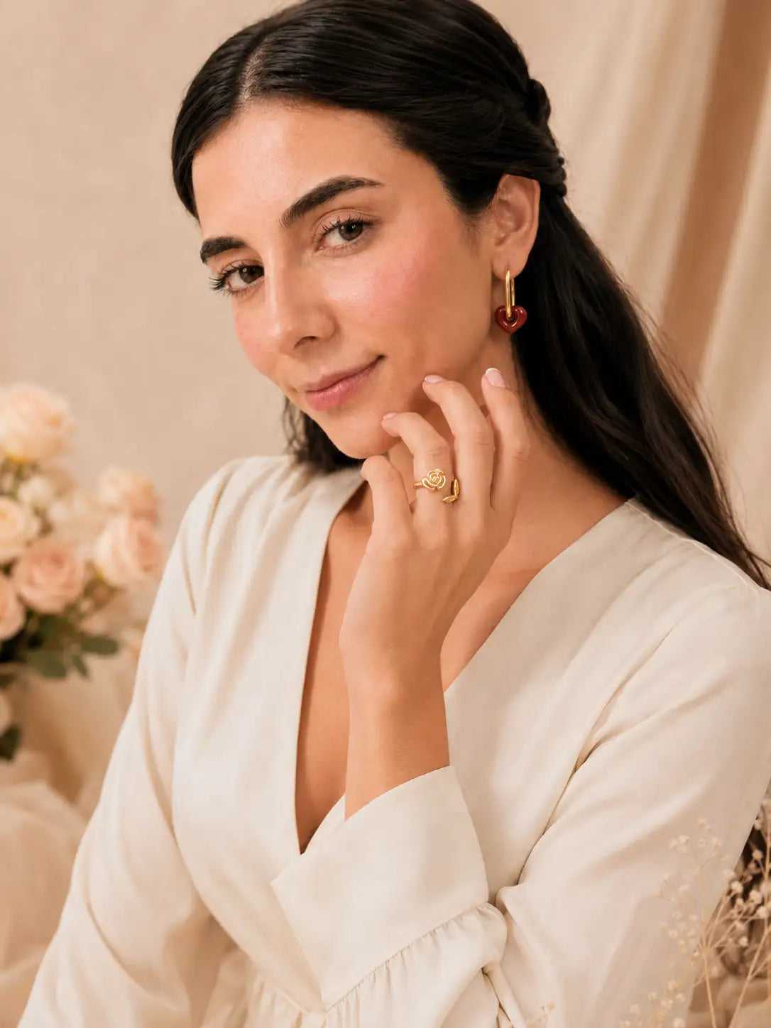 Rosal Encantado – Anillo ajustable en acero inoxidable dorado