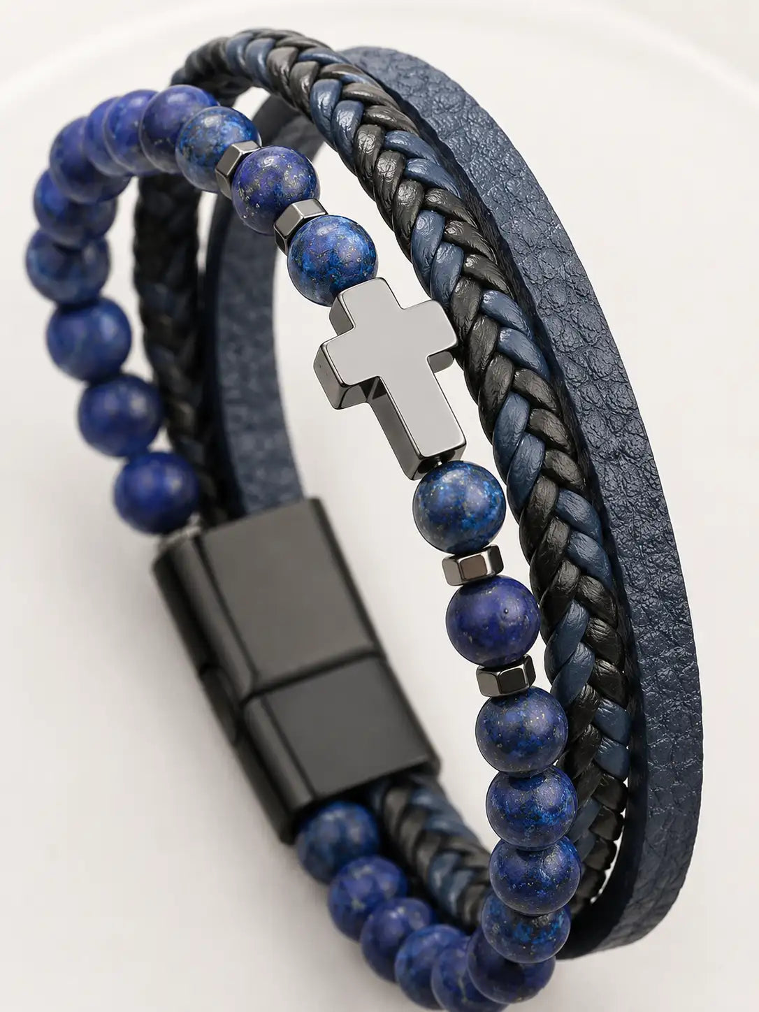 Fuerza Azul – Pulsera masculina con piedra natural Lapislazuli