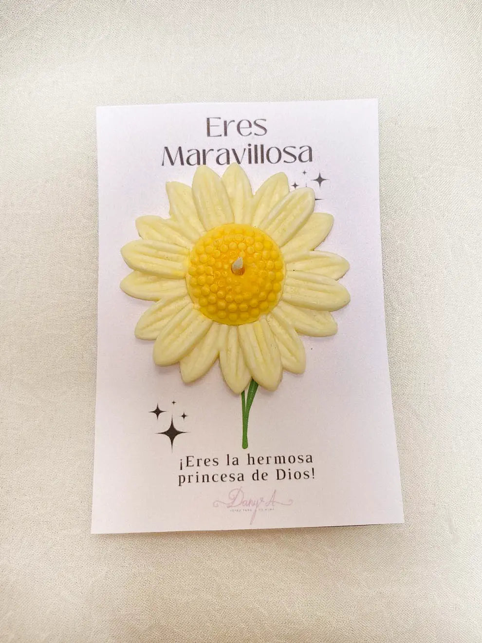 Eres Maravillosa - Vela margarita decorativa de cera de soya