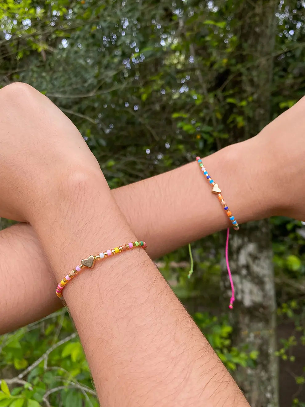 Dúo Arcoíris Amistad – Pulseras corazón