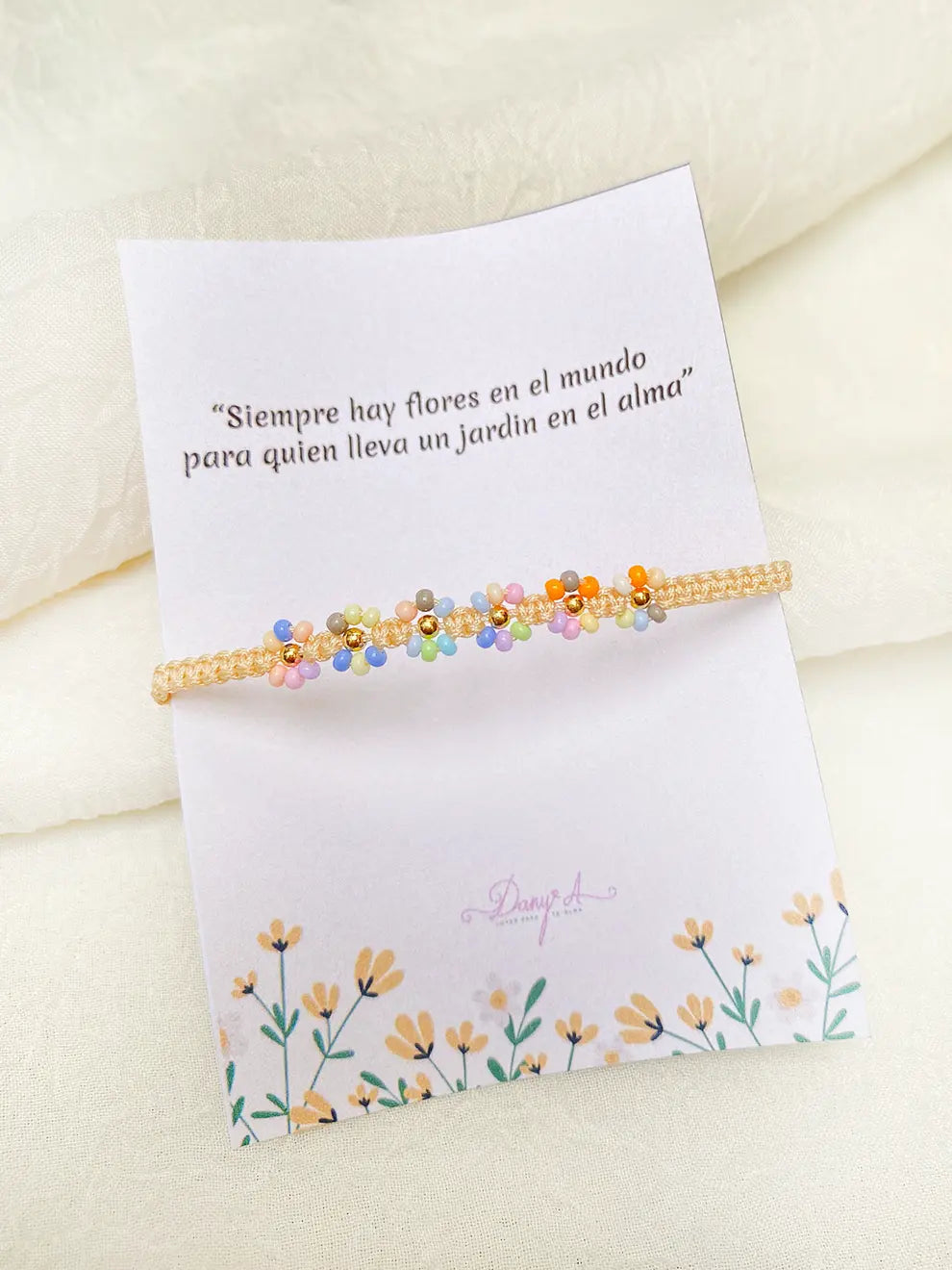 Luz de Primavera – Pulsera flores en mostacillas (artesanal)