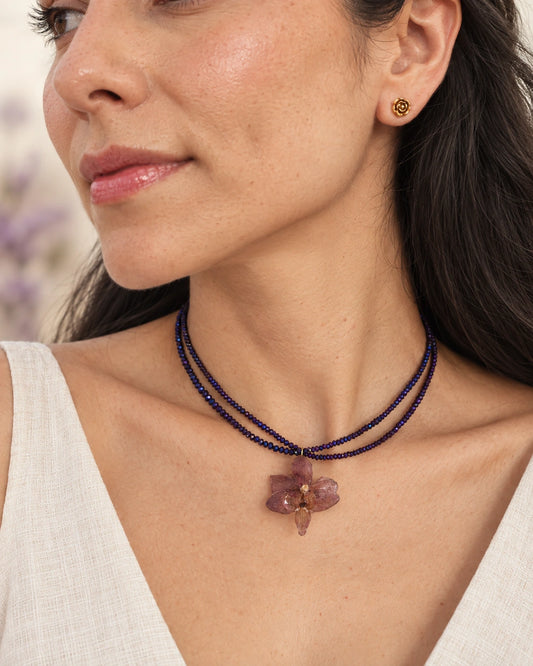Flor Inmortal – Collar de murano con orquídea mini preservada, imagen 2