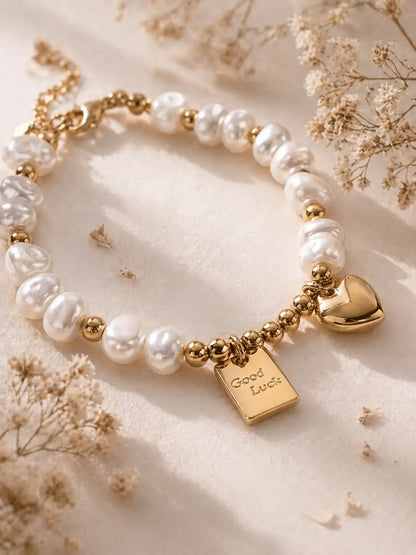 Palabras de Fe – Pulsera de perlas y dijes