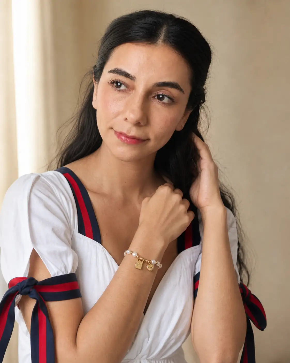 Palabras de Fe – Pulsera de perlas y dijes