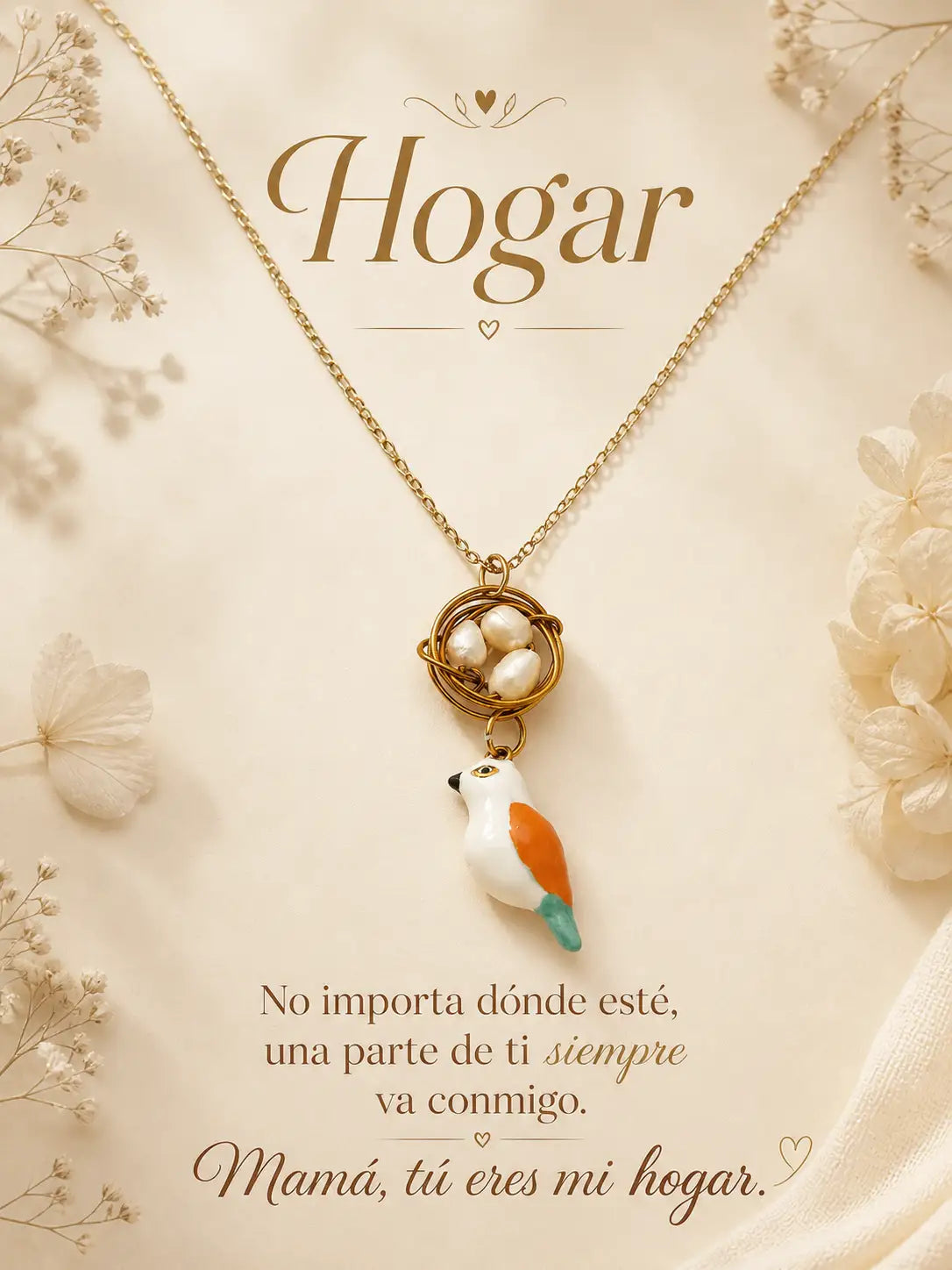 Nido de Amor – Collar dorado para mamá