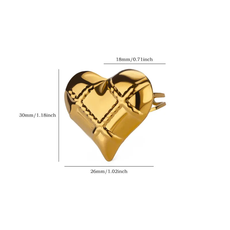 Corazón Glow – Anillo moderno en acero dorado
