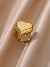 Corazón Brillante – Anillo dorado ajustable en acero inoxidable
