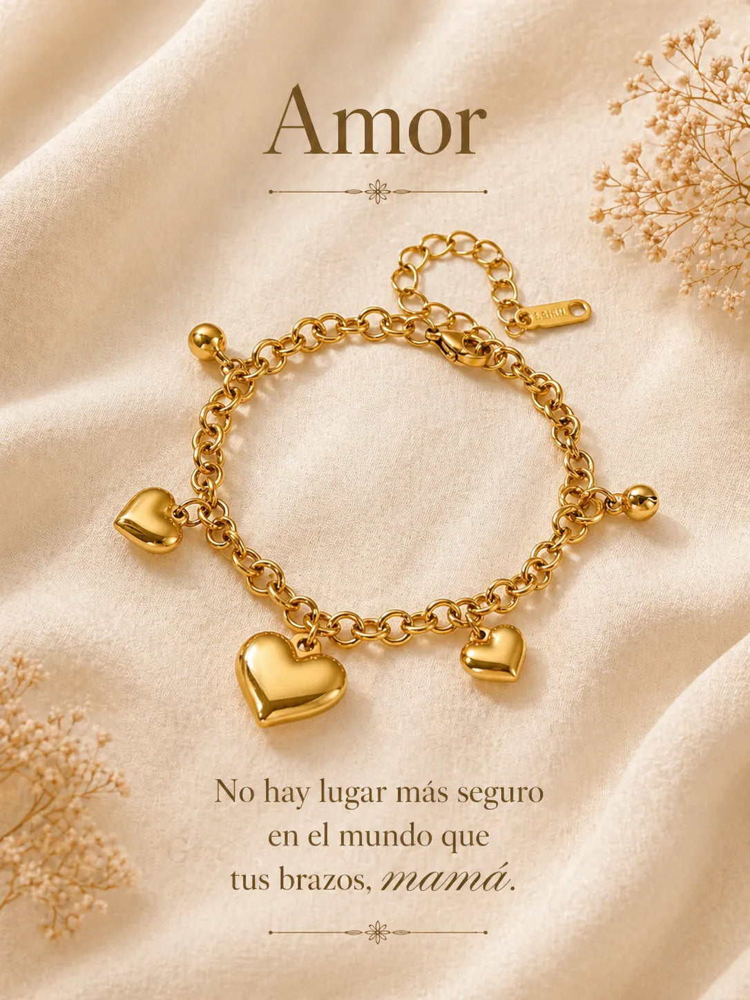 Amor – Pulsera con dijes de corazón