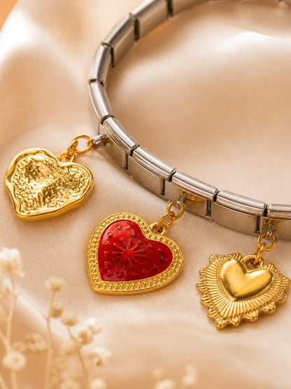 Corazones Pop – Pulsera bicolor en acero inoxidable