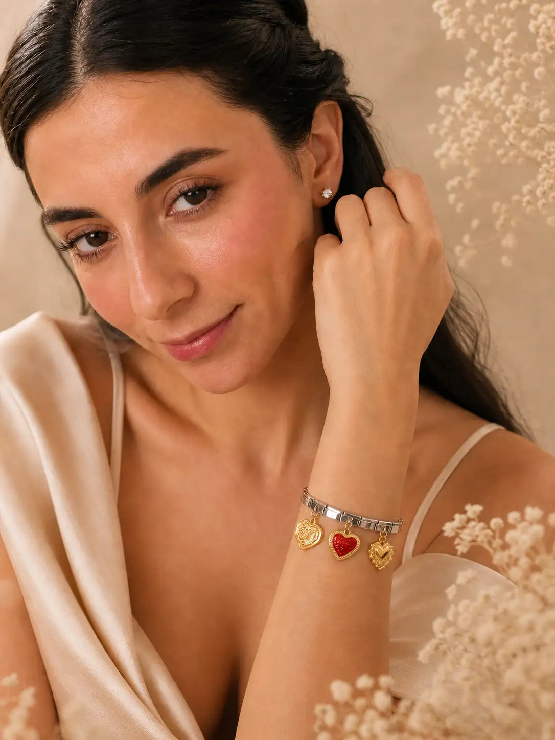 Corazones Pop – Pulsera bicolor en acero inoxidable