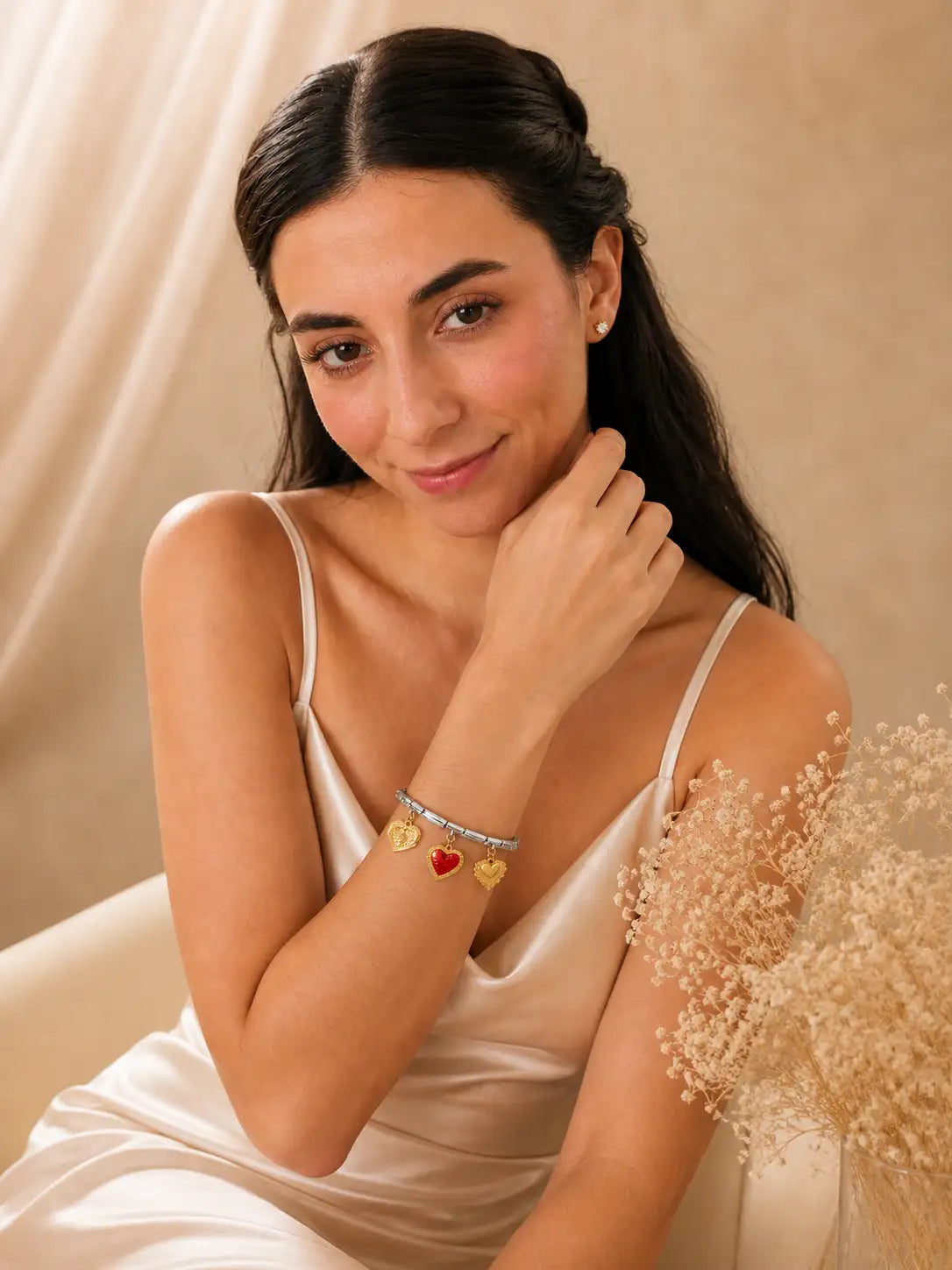 Corazones Pop – Pulsera bicolor en acero inoxidable