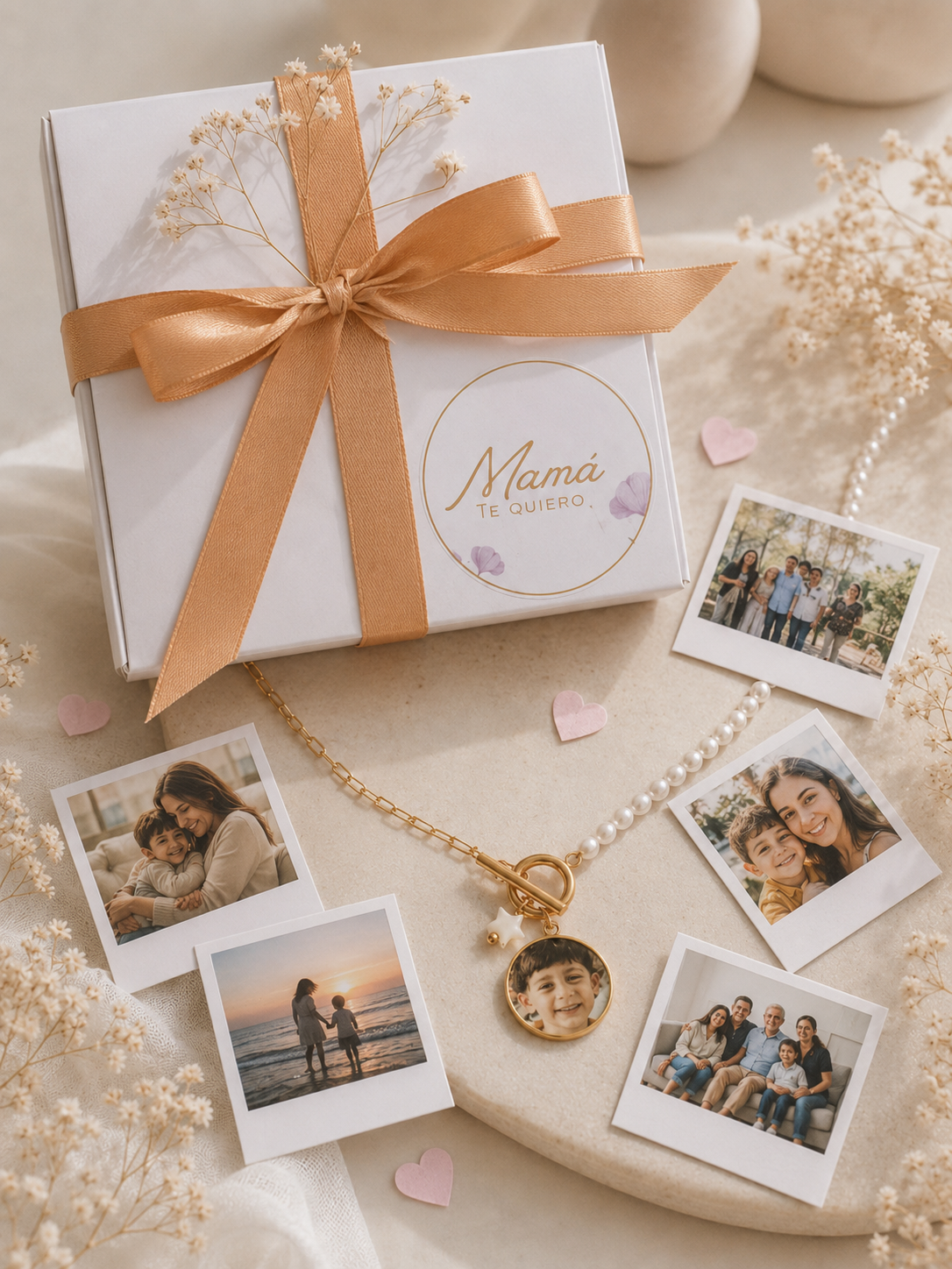 Risas – Collar Relicario perlado con foto personalizada