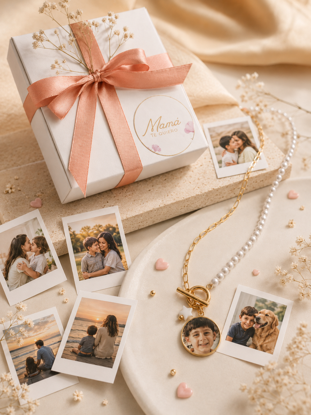 Risas – Collar Relicario perlado con foto personalizada