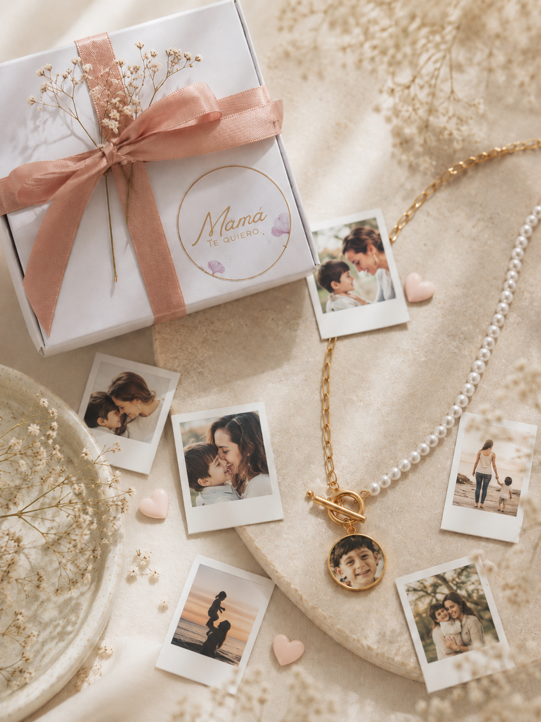 Risas – Collar Relicario perlado con foto personalizada