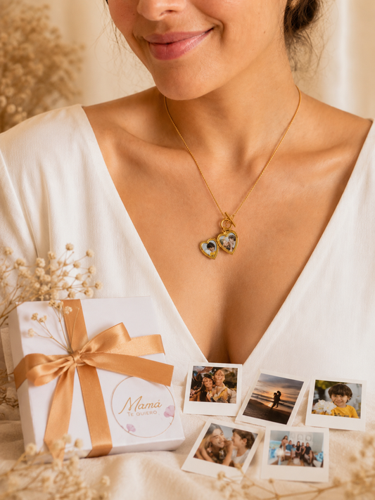 Amor – Collar relicario corazón con fotos