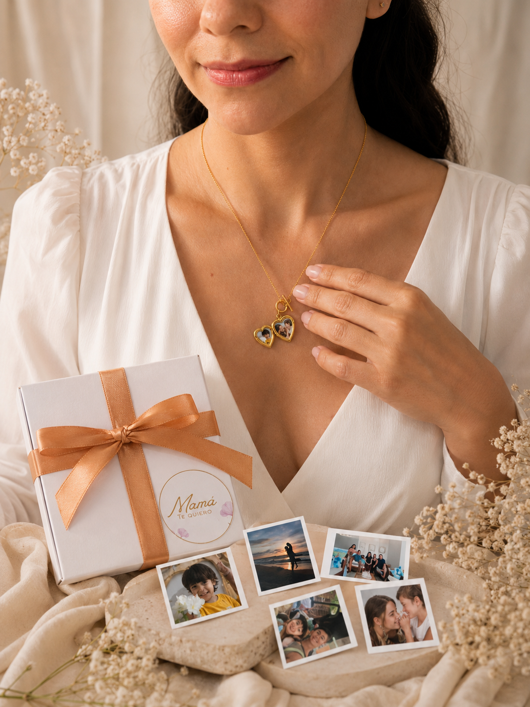 Amor – Collar relicario corazón con fotos