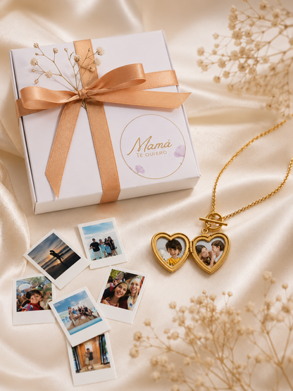 Amor – Collar relicario corazón con fotos