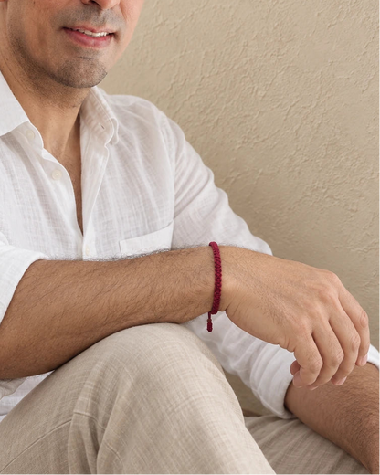 Pulso Carmesí – Pulsera masculina roja en macramé – imagen 3