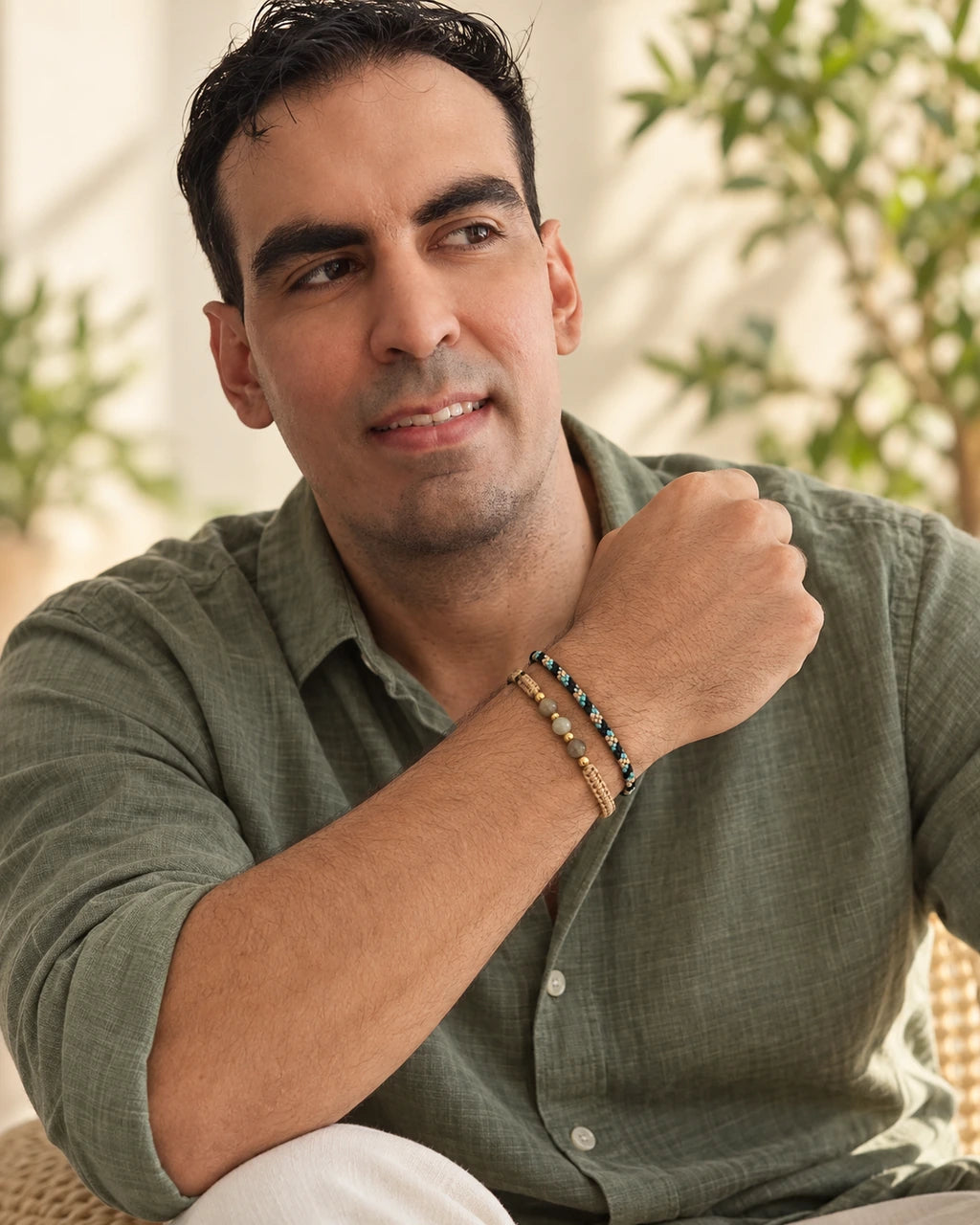 Equilibrio Natural – Dúo de pulseras masculinas ajustables – imagen 1