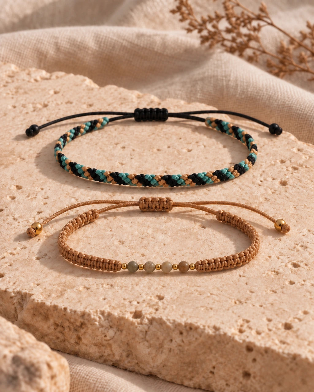 Equilibrio Natural – Dúo de pulseras masculinas ajustables – imagen 5