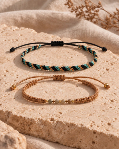 Equilibrio Natural – Dúo de pulseras masculinas ajustables – imagen 5