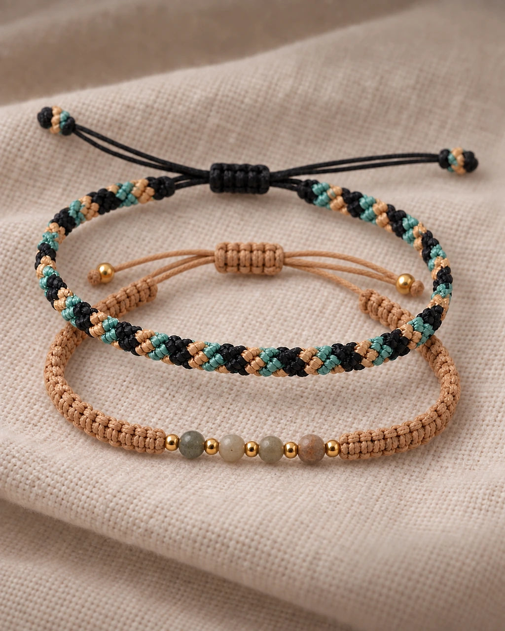 Equilibrio Natural – Dúo de pulseras masculinas ajustables – imagen 6