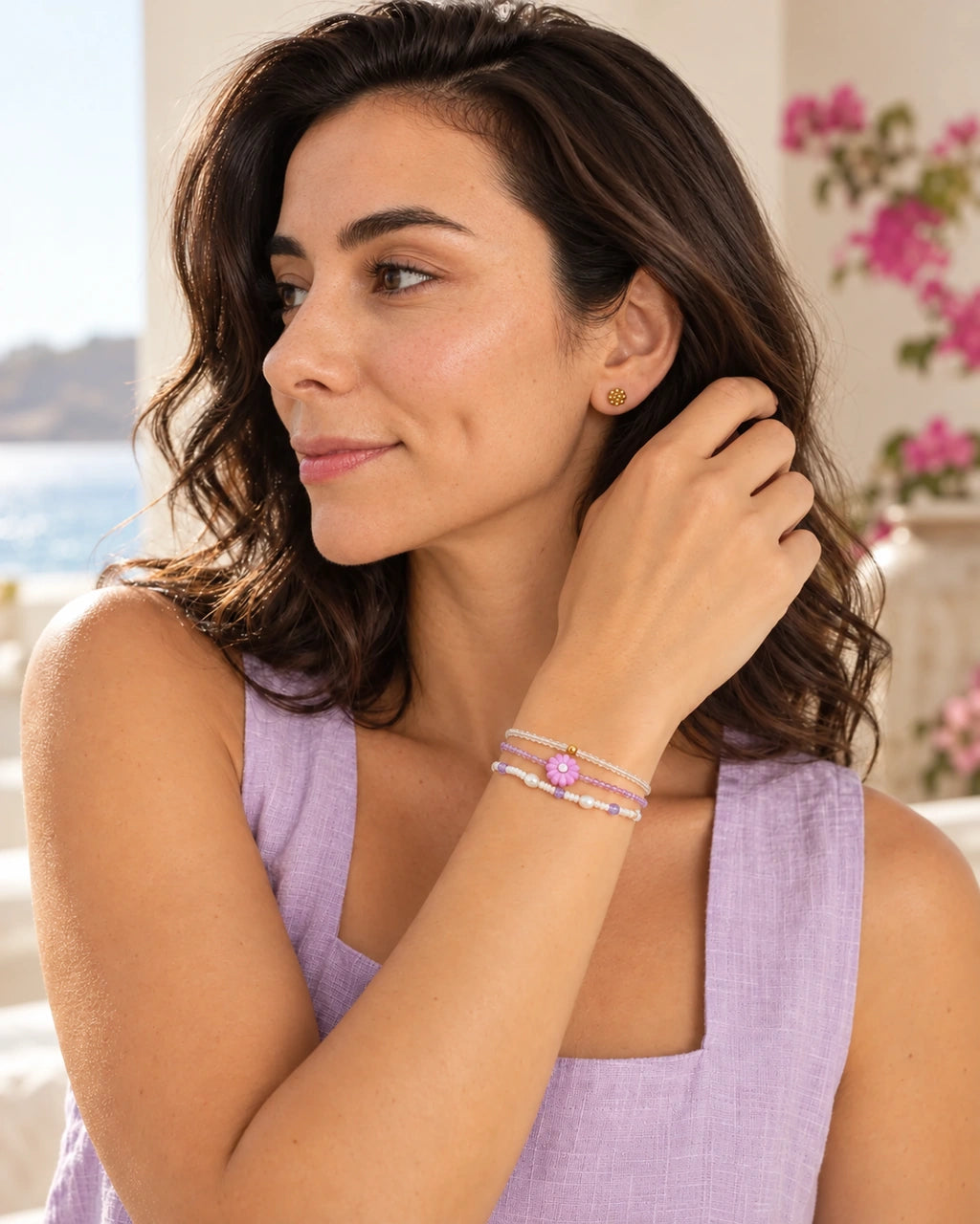 Jardín Violeta pulsera en modelo