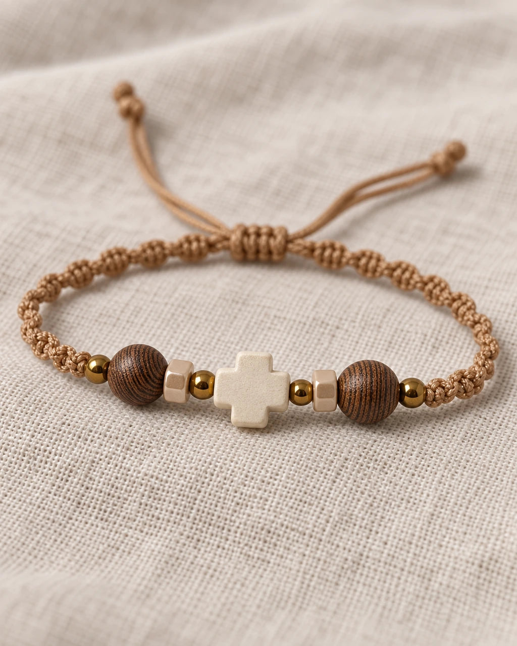 Raíz de Fe – Pulsera masculina con cruz de madera – imagen 6