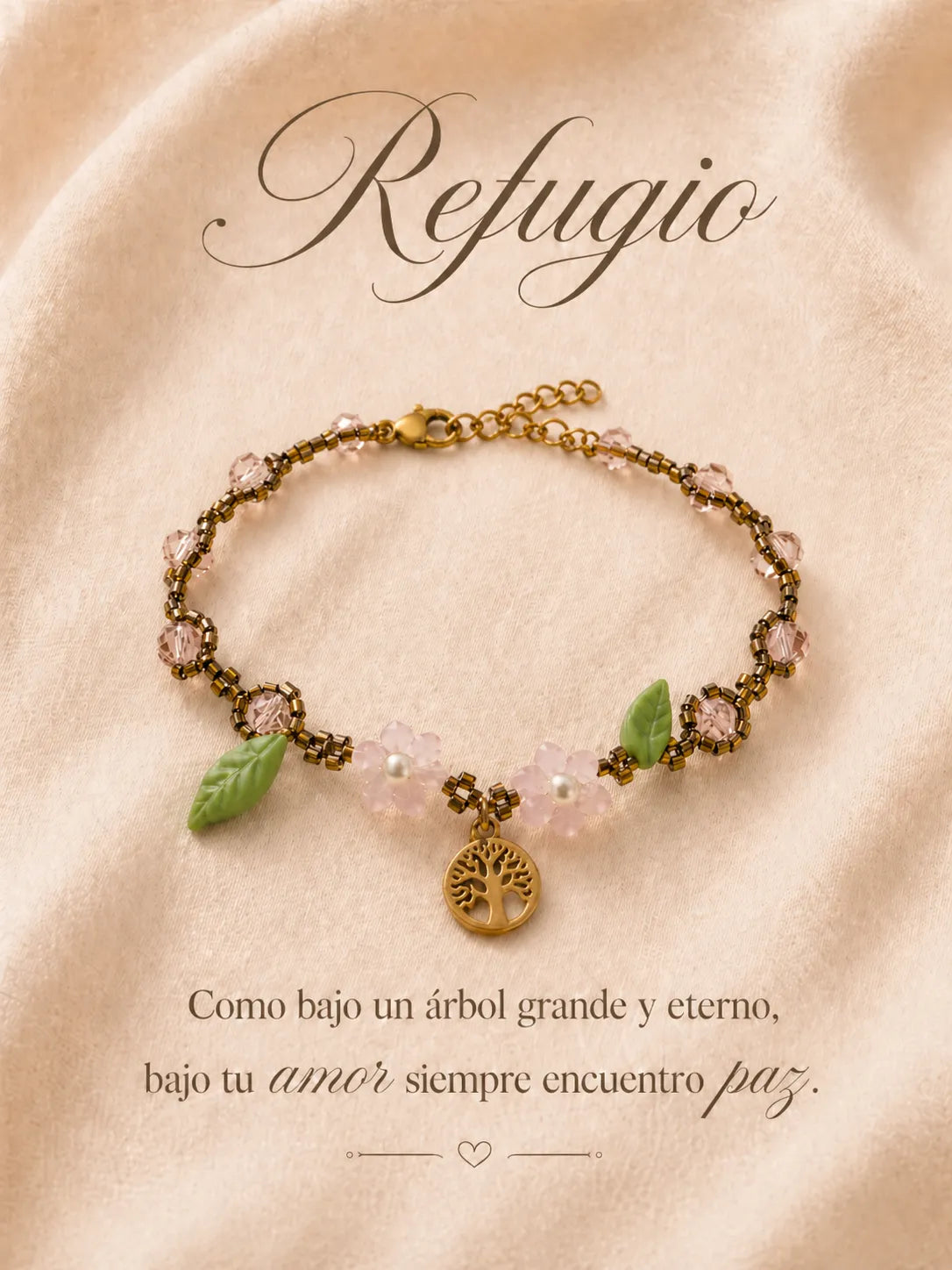 Refugio – Pulsera floral hecha a mano con miyuki