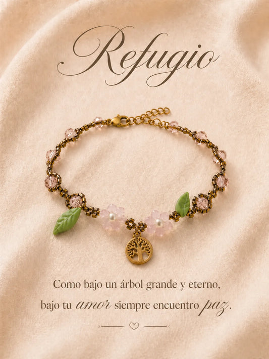 Refugio – Pulsera floral hecha a mano con miyuki