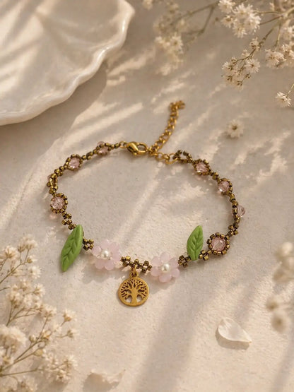 Refugio – Pulsera floral hecha a mano con miyuki