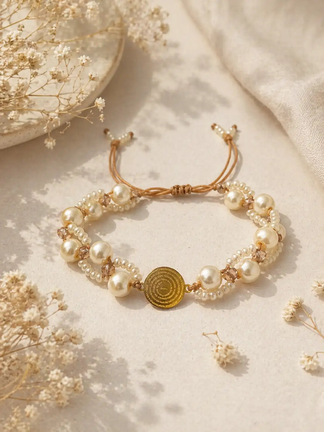 Palabras de Fe – Pulsera Padre Nuestro con perlas