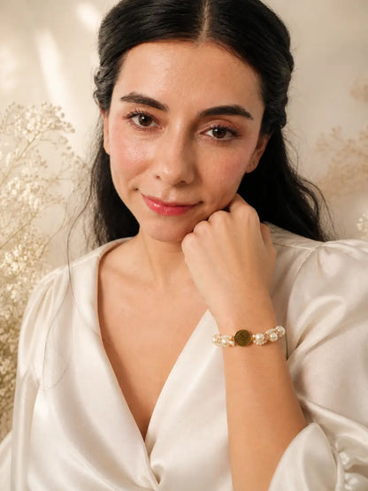 Palabras de Fe – Pulsera Padre Nuestro con perlas