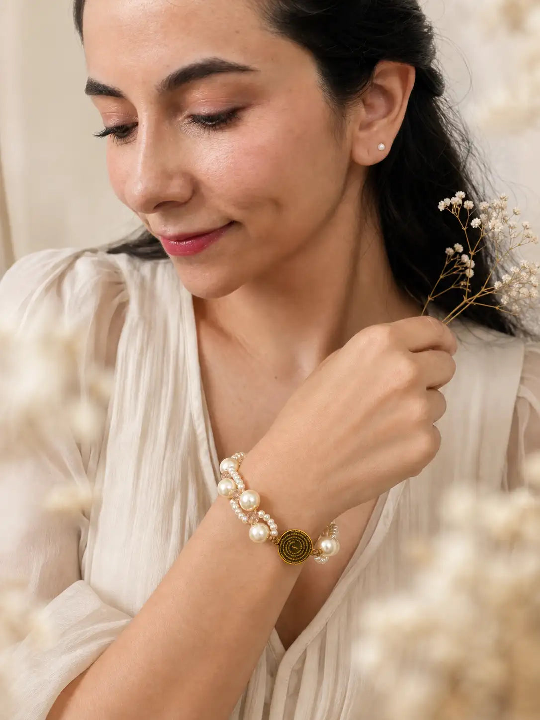 Palabras de Fe – Pulsera Padre Nuestro con perlas