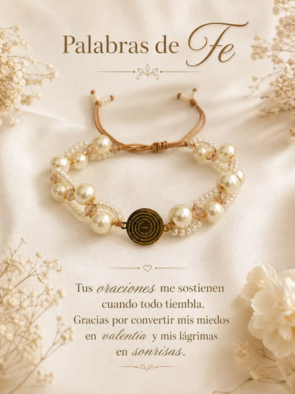 Palabras de Fe – Pulsera Padre Nuestro con perlas