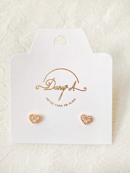 Romance Mini – Aretes topo corazón con circones