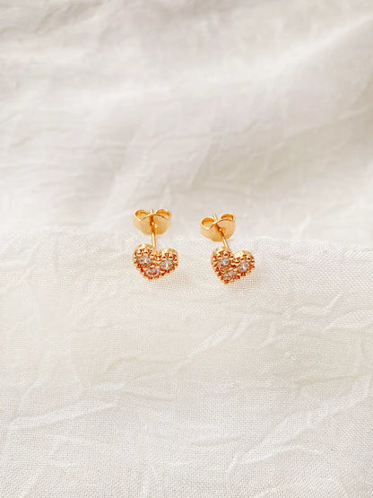 Romance Mini – Aretes topo corazón con circones