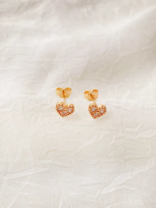 Romance Mini – Aretes topo corazón con circones