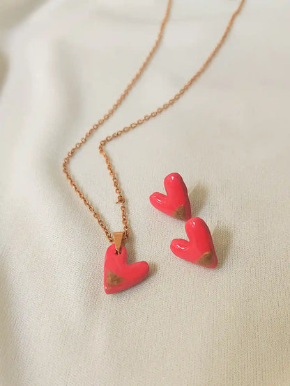 Set Collar y Aretes  Latidos de Amor