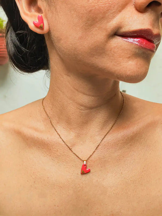 Set Collar y Aretes  Latidos de Amor