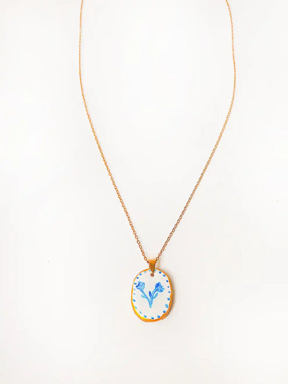 Azulejo Vivo – Collar flor azul artesanal