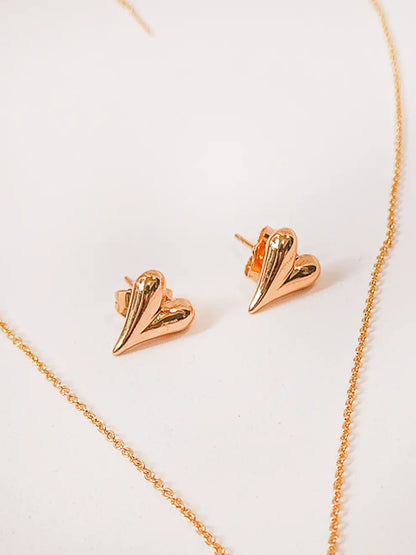 Amor Dorado – Collar y topos corazón