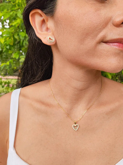Dulce destello- Set collar y topos corazón