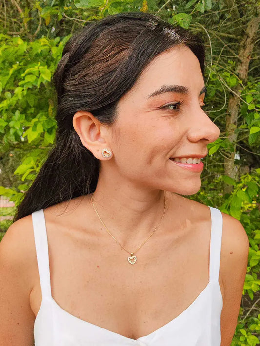 Dulce destello- Set collar y topos corazón