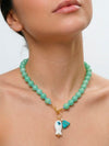 Verde Sereno – Collar artesanal de cuentas con dije pez y charm azul