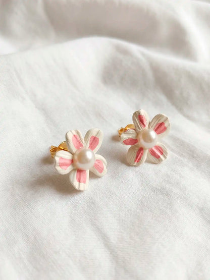 Pétalos de ensueño – Set rosa delicado, arcilla polimérica + acero
