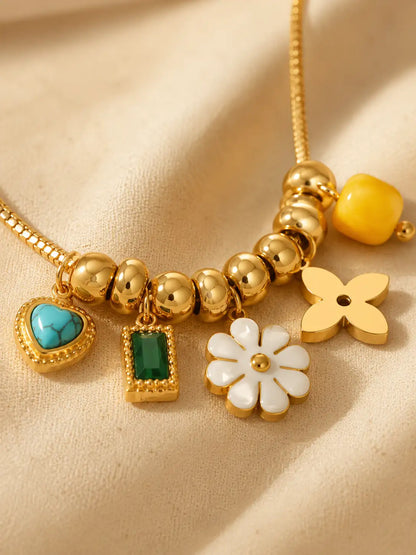 Color de Vida – Collar femenino en acero inoxidable con charms decorativos